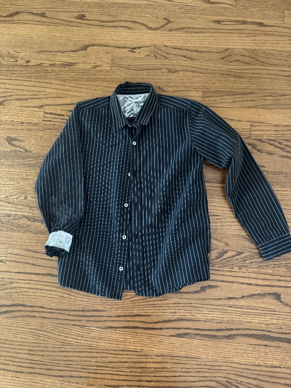 Quick Silver Boys pinstriped black dress shirt